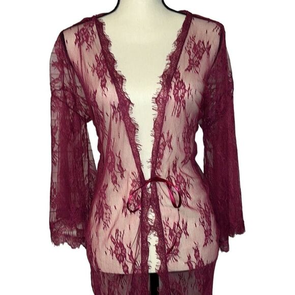 Ashley Stewart Sexy Lace Robe and Thong Set - Picture 4 of 13